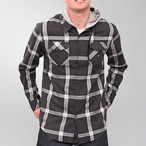 Gauntlet Hooded flannel shirt - Black
