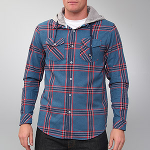 Gauntlet Hooded flannel shirt - Blue Ashes