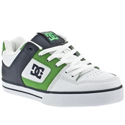 Male Dc Shoes Pure Leather Upper in White and Green
