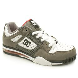 Male Spartan Low Leather Upper Dc Shoes in White and Grey