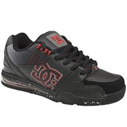 Male Versatile Xe Leather Upper Dc Shoes in Black and Red