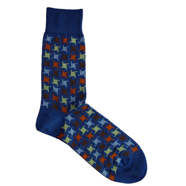 Blue Multi-coloured Shapes Socks by