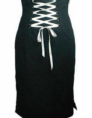 Dear-lover Womens High Waist Corset Pencil Skirt Rockabilly Goth Large Size Black