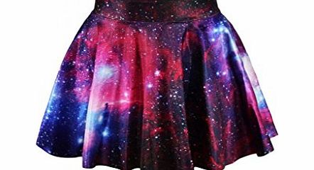 Dear-lover Womens Stunning Galaxy Print Flared Mini Skirt One Size Multicoloured