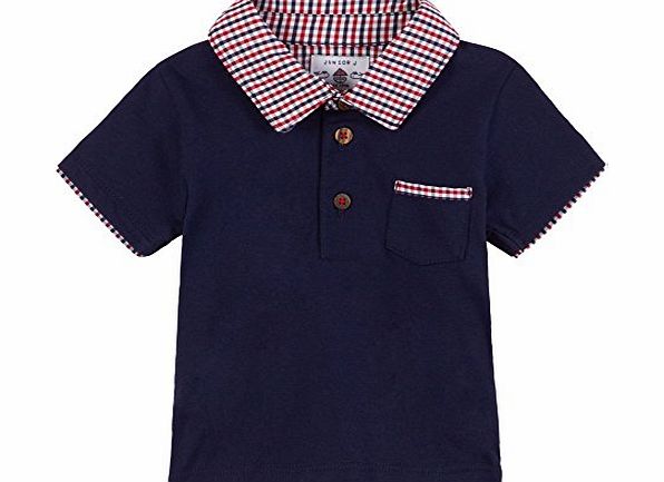 J By Jasper Conran Designer Babies Navy Gingham Collar Polo Shirt 6-9 Months