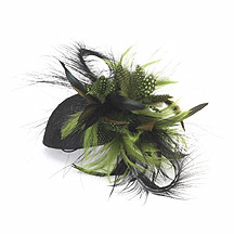 Black/lime feather hair piece