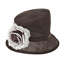 Chocolate rose trim asymmetric hat