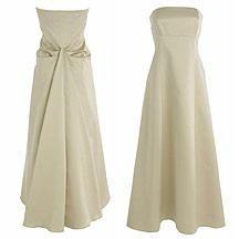 Oyster satin bustle back ball gown