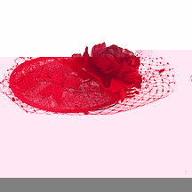 Red netted rose saucer hair piece
