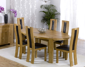 deco Oak Oval Dining Table 200cm and 6 Santander