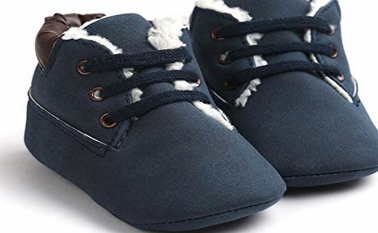 Decorie Lovely Baby Boy Girl Warm Soft Sole Faux Leather Toddler Shoes (6-12 Months, Dark Blue)