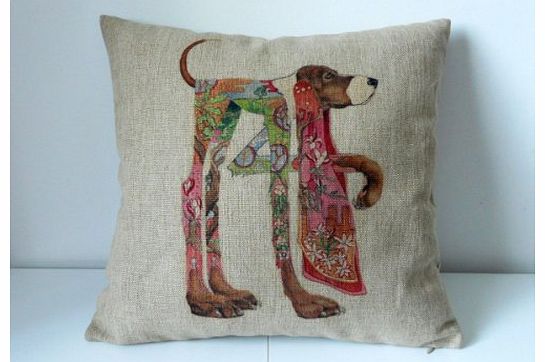 decorpillow Cotton Linen Square Decorative Throw Pillow Case Cushion Cover Colour Painting Dog 18 ``X18 ``
