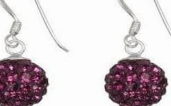 Decorum Jewellery Amethyst Drop Earrings. GIVE A GIFT WITH MEANING-BIRTHSTONE FOR FEBRUARY. Sterling Silver 925 And Swarovski Crystals.