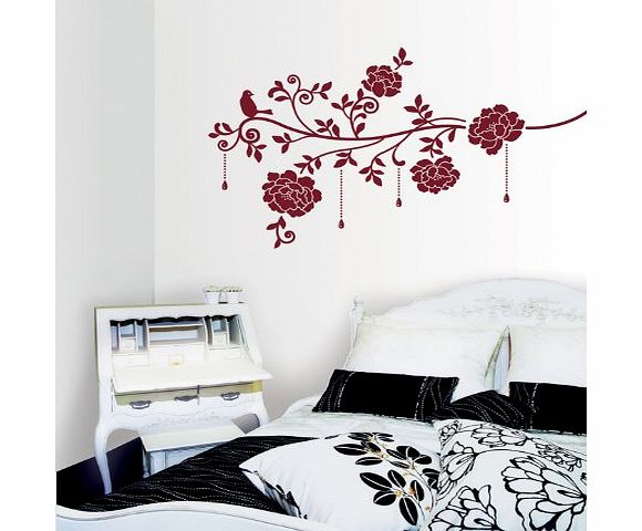 Decowall DV-08610, Wine roses, Wall paper home Art Deco Mural Point Sticker
