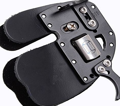 Decut New DECUT RUGBII Archery Finger Tab Guard Leather Adjustable (medium (Black plate), right)