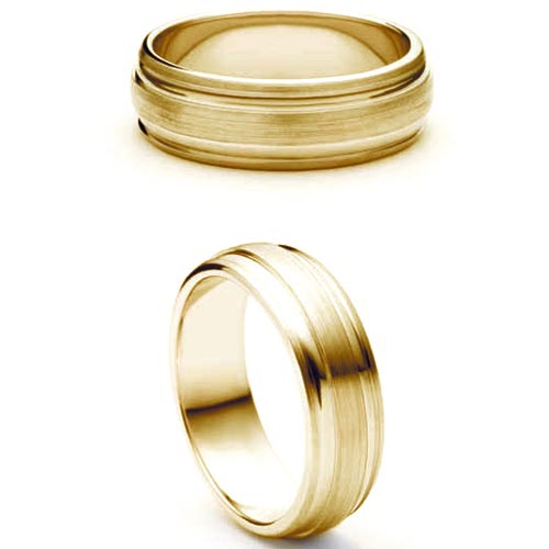 4mm Medium Flat Court Dedique Wedding Band Ring In 18 Ct Yellow Gold