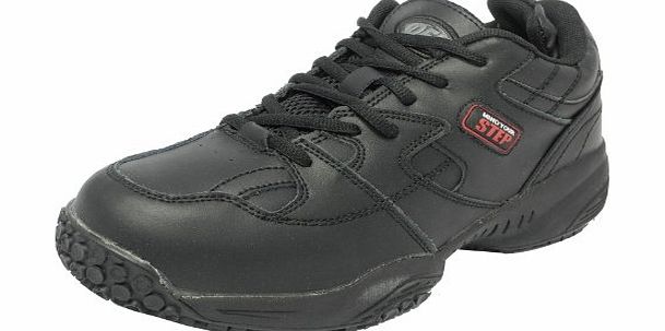 Dek mys Mens DEK Wide Fitting Memory Foam Leather Slip Resistant Trainers Shoes BLACK SIZE 12