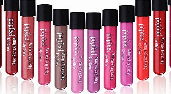 DELANCI Lip Glosses12 color Waterproof Liquid Makeup Lip Pencil Super Long Lasting Cosmetic Gloss Liquid Lipstick