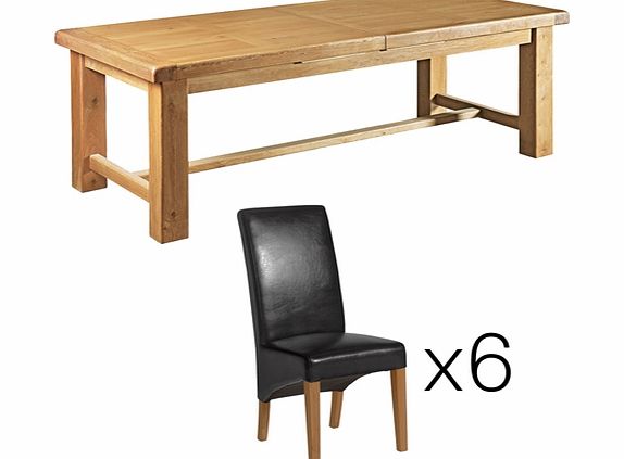 Delaware Oak 220cm-310cm Ext. Dining Table and 6