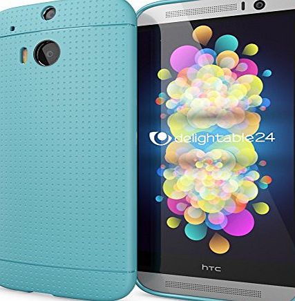 delightable24 Protective Case TPU Silicone Mesh Design HTC ONE M8 / M8S Smartphone - Mesh Cyan