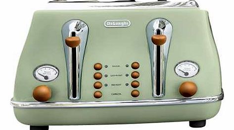 DELONGHI Icona Vintage Green 4 Slice Toaster