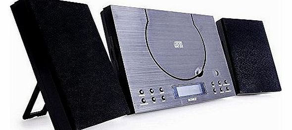 MC-5010 Black Wall Mountable Micro Music Center CD FM Radio Aux In Clock/Alarm
