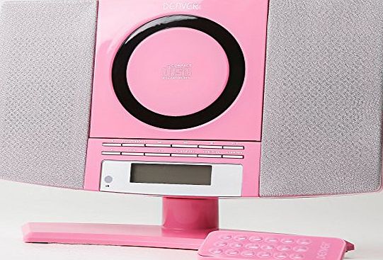 Denver MC-5220 Pink CD Player Wall Mountable Music System with FM Radio, Clock Alarm function amp; Remote Control