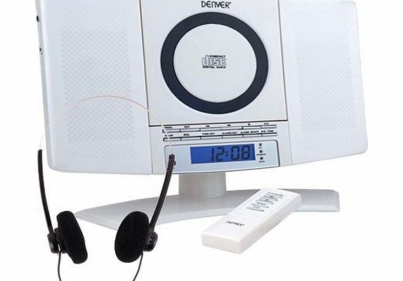 Mini System Stereo Alarm Clock LCD Display MP3 CD Player AUX Radio incl. Headphones