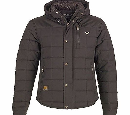 Designer ME Mens Voi Jeans Glance Hooded Quilted Jacket Black Guys Gents (L To Fit Chest 40-42`` Euro Large)