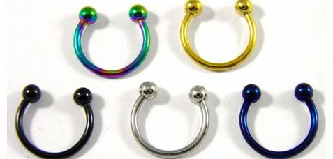 5 x Mix Colour Surgical Steel Ball End Barbell Horseshoe Bar Ring Lip Ear Tragus Studs Piercing