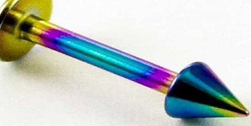 Desire 5 x Rainbow Titanium Plated Stainless Steel Labret Spike Top Lip Studs Tragus Ear Rings Monroe Bars Body Piercing