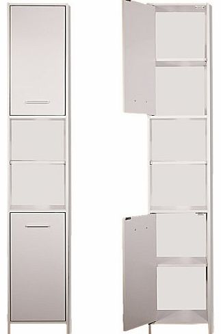 Tall Bathroom cabinet cupboard white large storage shelf shelves storing furniture free standing