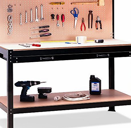 Deutschbauer Garage workbench with pegboard and drawer hooks steel metal workshop table station