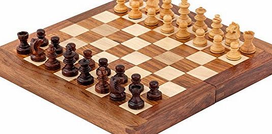 Deverell Games Sheesham & Boxwood 7 inch Magnetic mini inlaid chess set