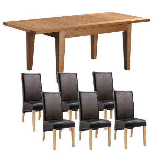 Devon Oak Furniture Range Devon Oak Dining Set (44   6 Leather chairs)
