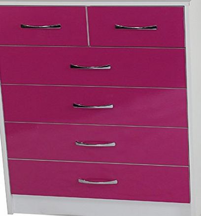 Devoted2Home Cotton Childrens Bedroom Furniture - 4 2 Drawer Chest of Drawers - Pink and White