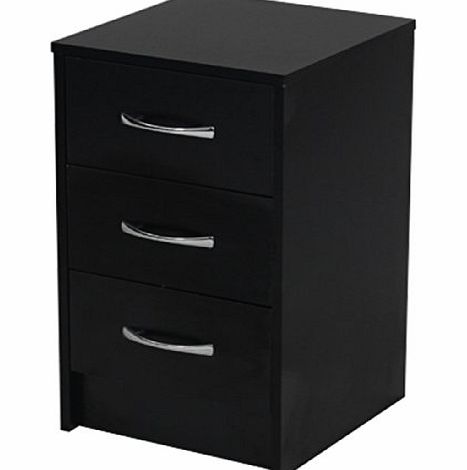 Devoted2Home Woldsea 3 drawer bedside cabinet black