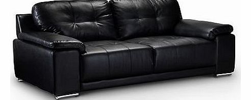 BRAND NEW ``DEXTER`` 3+2 LEATHER SOFA SUITE IN BLACK OR BROWN **FOAM FILLED**