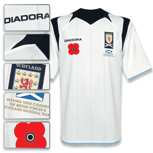 09-10 Scotland Away Shirt + Poppy and Scotish Forces Patch (includes andpound;5 donation to Poppy Sc