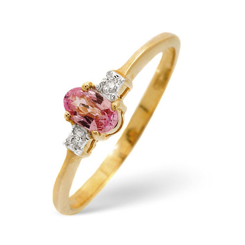 0.28 Ct Oval Pink Sapphire and 0.01 Ct Diamond Ring In 9 Carat Yellow Gold