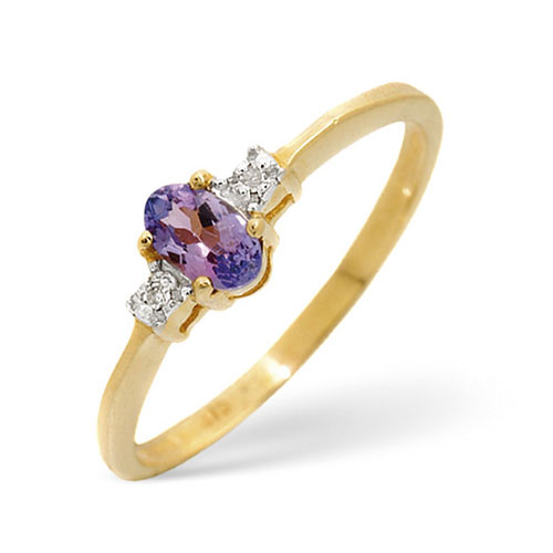 0.28 Ct Oval Tanzanite and 0.01 Ct Diamond Ring In 9 Carat Yellow Gold