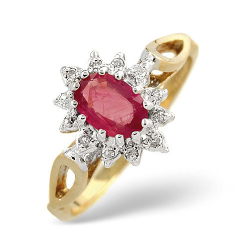 Diamond and Ruby Ring In 9 Carat Yellow Gold