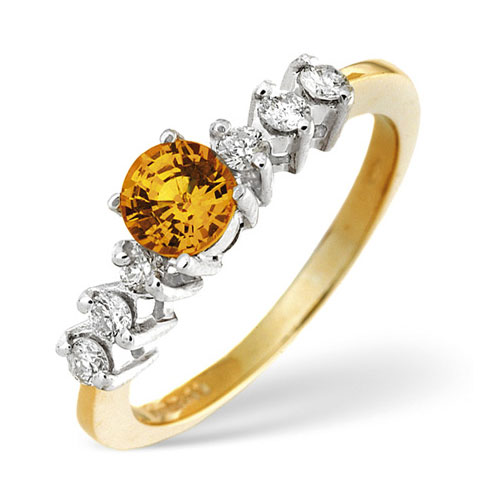Yellow Sapphire and 0.18 Diamond Ring In 9 Carat Yellow Gold