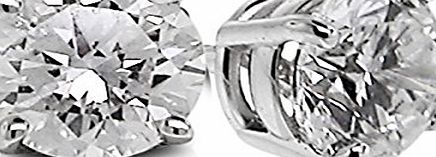 - 3/4 Carat Total Weight Solitaire Diamond Earrings GH/I2-I3 14K White Gold