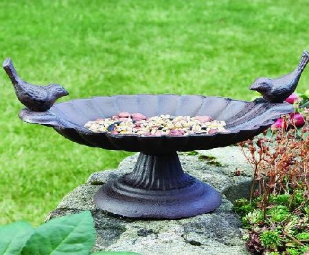 Dibor - French Style Accessories for the Home Cast Iron Love Birds Bird Bath 18cm - Welcome the Birds to your Garden this Spring!