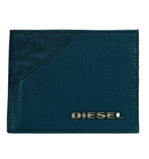 Ben Dark Blue Leather and Fabric Wallet