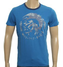 Blue T-Shirt with Grey Printed Design
