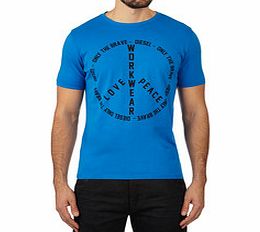 Electric blue pure cotton peace T-shirt