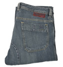 Faded Blue Worn Effect Button Fly Jeans 34 Leg (Stramiks)