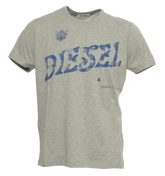 Grey T-Shirt with Blue Printed Logo